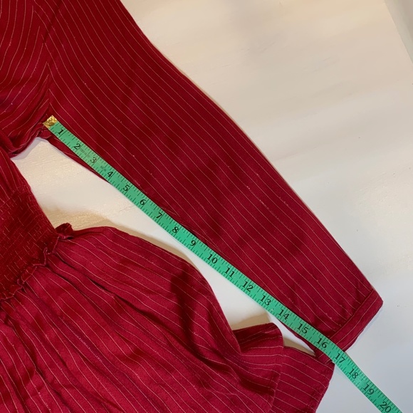 Rails Red Metallic Stripe Smocked Tiered Dress Small Festive Holiday Party - Picture 13 of 15